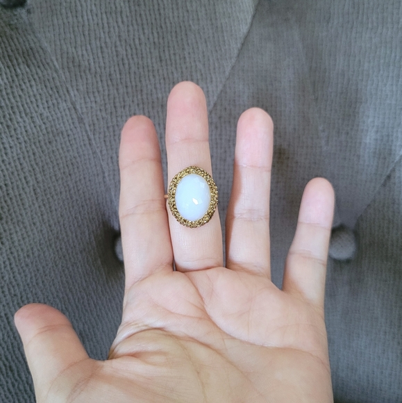 Zeyzey Faceted Opaque Moonstone🌙 Statement Ring - Picture 8 of 15